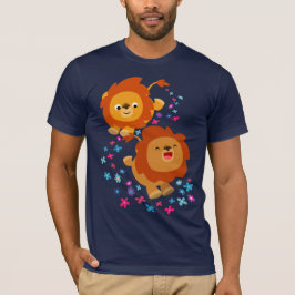Cute Tecknad Lejon i Garden T-Shirt