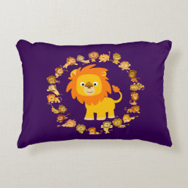 Cute Tecknad Lejon Mandala-accentpanel Prydnadskudde