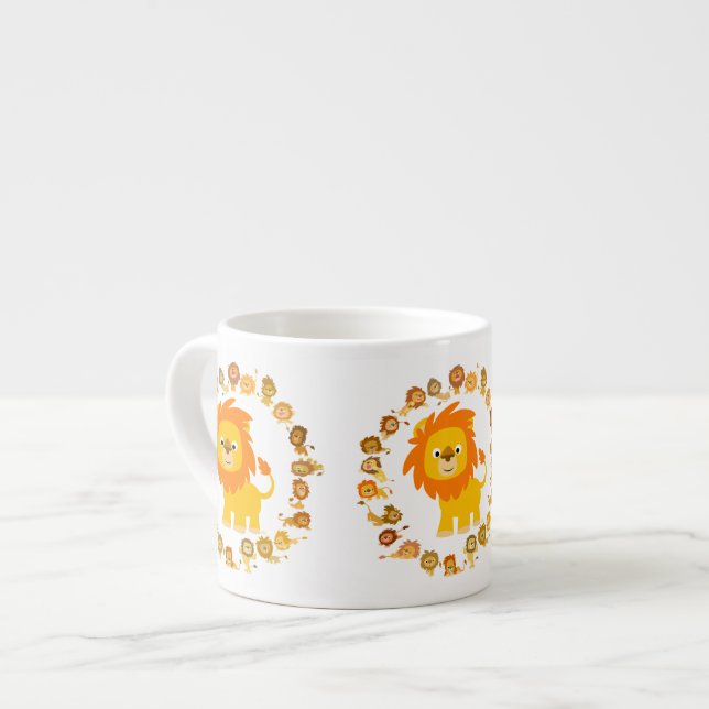 Cute Tecknad Lejon Mandala Espresso Mugg Espressomugg (Framsida vänster)
