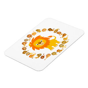 Cute Tecknad Lejon Mandala Flexible Magnet