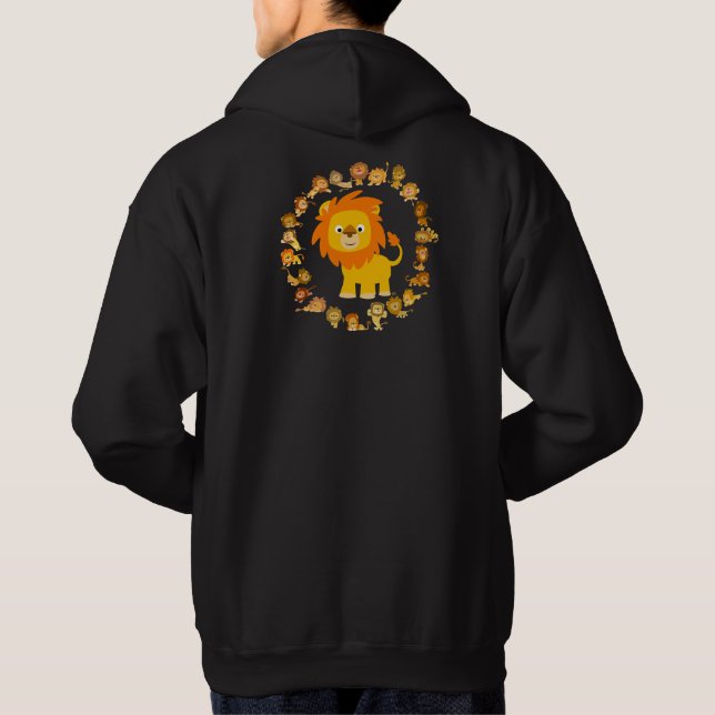 Cute Tecknad Lejon Mandala Hoodie (Baksida)