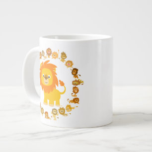 Cute Tecknad Lejon Mandala Jumbo Mugg