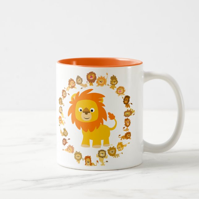 Cute Tecknad Lejon Mandala Mugg (Höger)