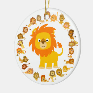 Cute Tecknad Lejon Mandala Ornament