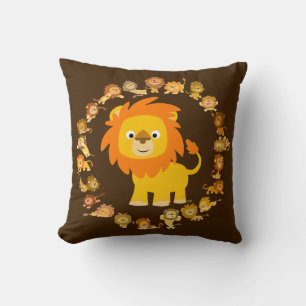 Cute Tecknad Lejon Mandala Pillow Kudde