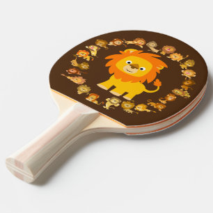 Cute Tecknad Lejon Mandala Ping Pong Paddle Pingisracket