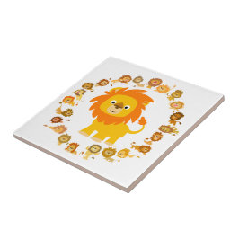 Cute Tecknad Lejon Mandala Tile Kakelplatta