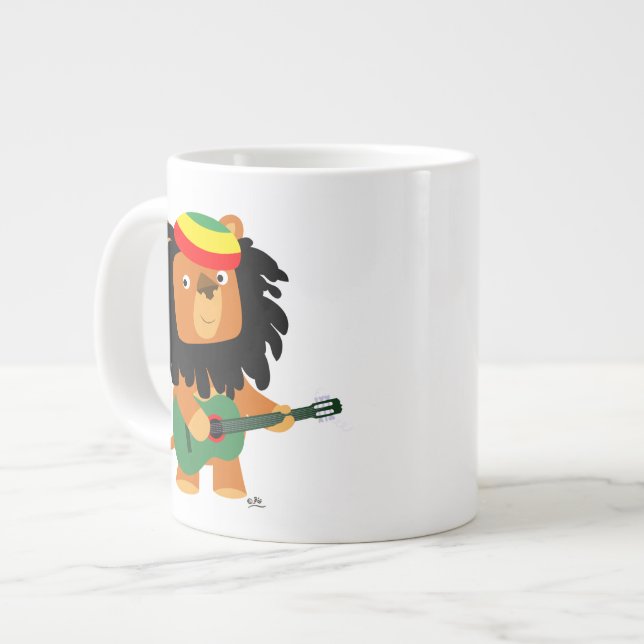 Cute Tecknad Lejon om Zion Jumbo Mugg (Framsida vänster)