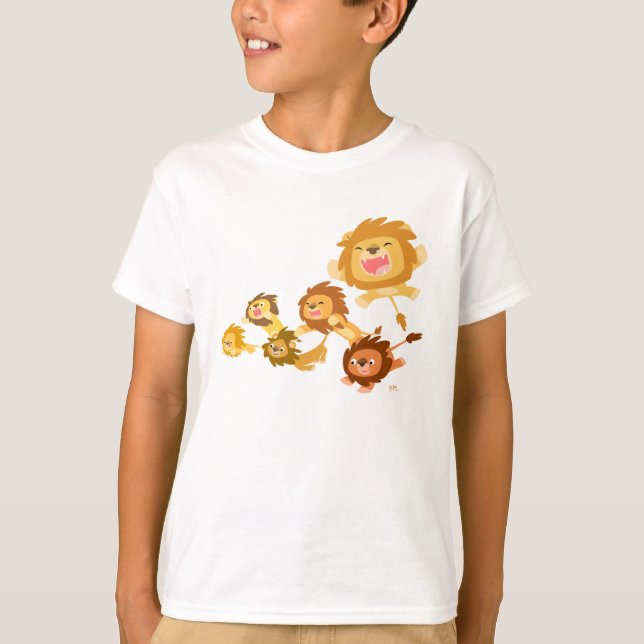 Cute Tecknad Lejon Parad Barn T-shirt (Framsida)