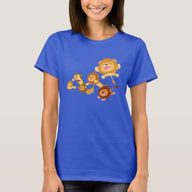 Cute Tecknad Lejon Parad Kvinnor T-shirt (Framsida)