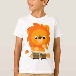 Cute Tecknad Lejon Spela upp Bongos Children T-Shi T Shirt