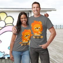 Cute Tecknad Lejon Spela upp Bongos T-Shirt