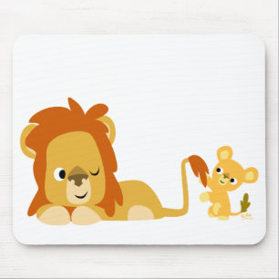 Cute Tecknad Lejonare Pappa och Unge Mousepad Musmatta