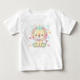 Cute Tecknad Lejonare Unge med Krona Baby T-Shirt