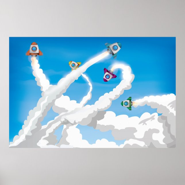 Cute Tecknad Leksak Rockets! Poster (Framsidan)