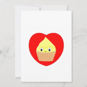 Cute Tecknad Lemon Cupaka i rött hjärta Inbjudningar