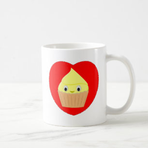 Cute Tecknad Lemon Cupaka i rött hjärta Kaffemugg