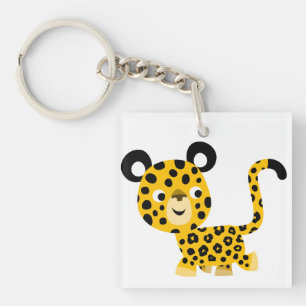Cute Tecknad leopard Acrylic Keychain