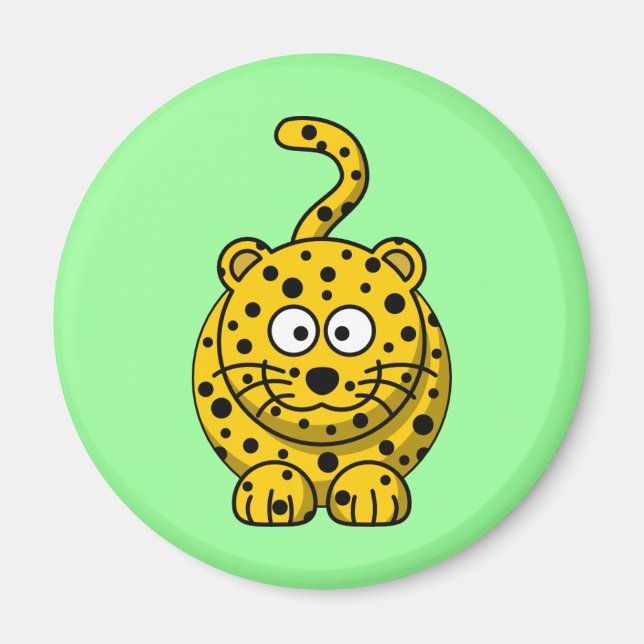 Cute Tecknad Leopard Magnet (Framsidan)