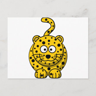 Cute Tecknad Leopard Vykort