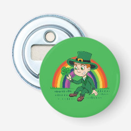Cute tecknad leprechaun med schack och regnbåge flasköppnare