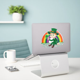 Cute tecknad leprechaun med schack och regnbåge klistermärken