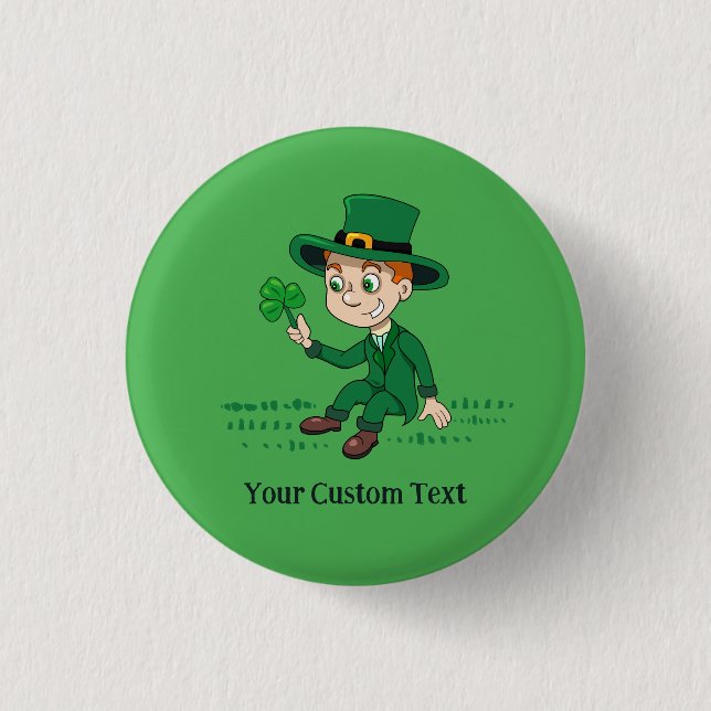 Cute tecknad leprechaun med schack och regnbåge knapp (Framsida)