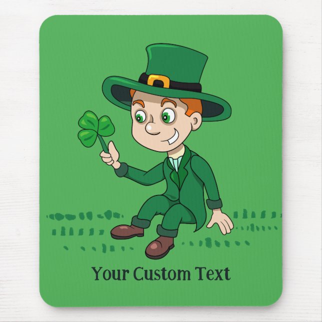 Cute tecknad leprechaun med schack och regnbåge musmatta (Framsidan)