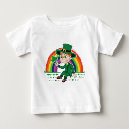 Cute tecknad leprechaun med schack och regnbåge t shirt