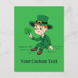 Cute tecknad leprechaun med schack och regnbåge vykort