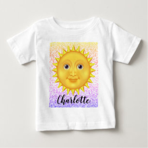 Cute Tecknad ler Sol med Sweet Bumblebee T Shirt