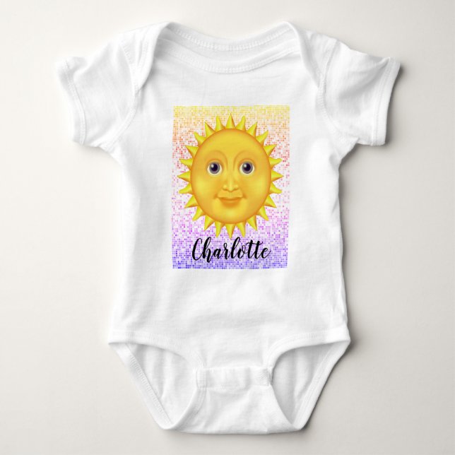 Cute Tecknad ler Sol med Sweet Bumblebee T Shirt (Framsida)