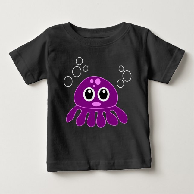 Cute Tecknad Lila Octopus T Shirt (Framsida)