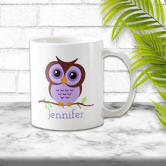 Cute Tecknad Lila Uggla Kaffemugg