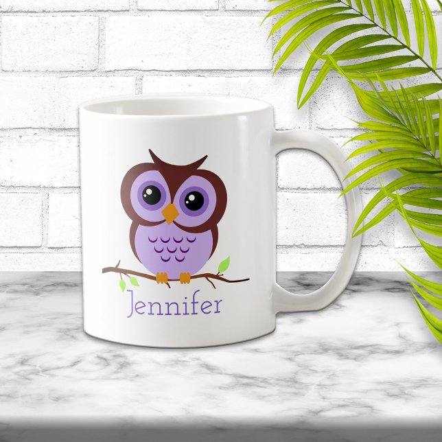 Cute Tecknad Lila Uggla Kaffemugg (Skapare uppladdad)