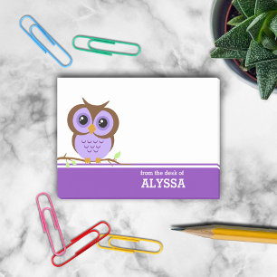 Cute Tecknad Lila Uggla Post-it Block