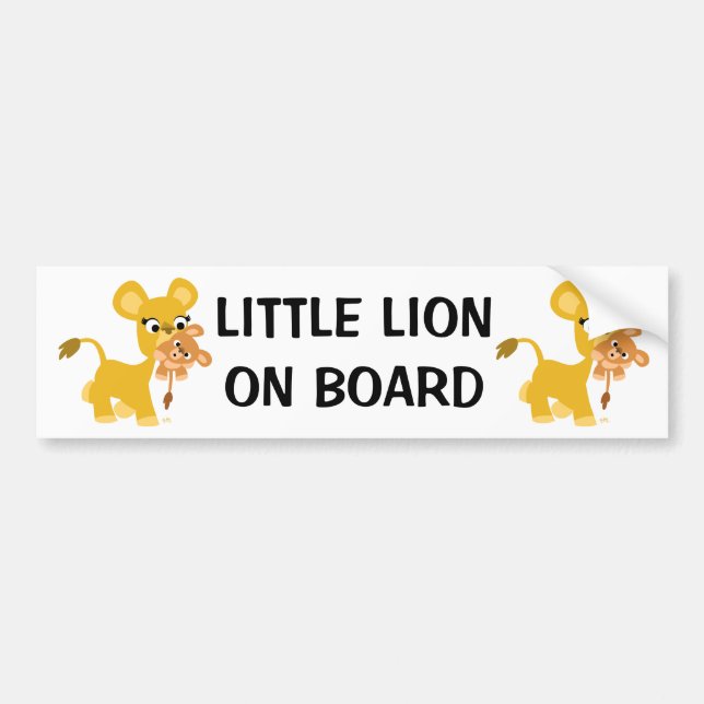 Cute Tecknad Lioness med Unge Bildekal (Framsidan)