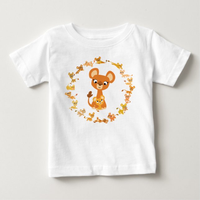 Cute Tecknad Lionesses Mandala Baby T-Shirt (Framsida)