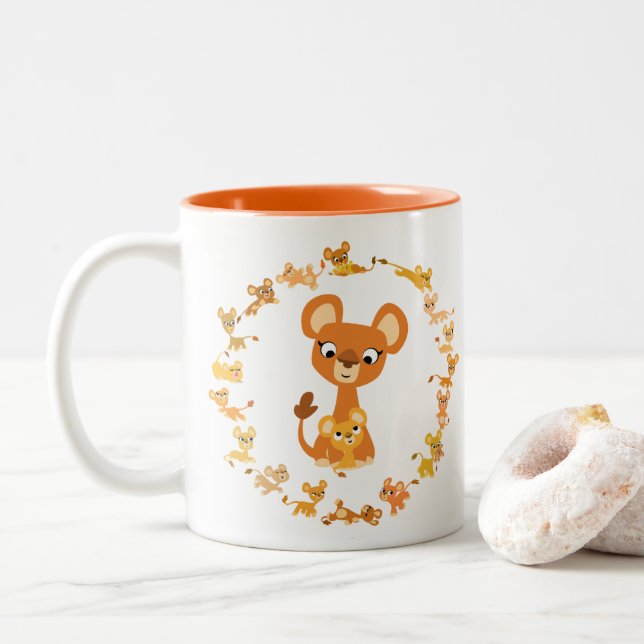 Cute Tecknad Lionesses Mandala Mugg (Med munk)