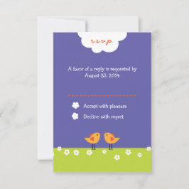 Cute Tecknad Love birds (Natten) Bröllop OSA Kort