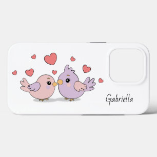 Cute Tecknad Lovebird and Hearts Valentine Day