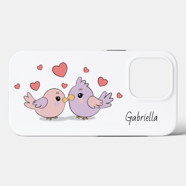 Cute Tecknad Lovebird and Hearts Valentine Day (Baksida (horisontell))
