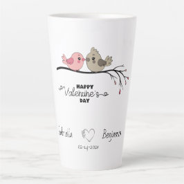 Cute Tecknad Lovebird på gren Valentindagen