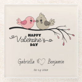 Cute Tecknad Lovebird på gren Valentindagen