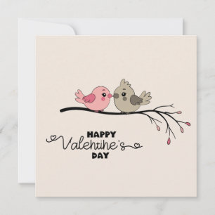 Cute Tecknad Lovebird på gren Valentindagen Julkort