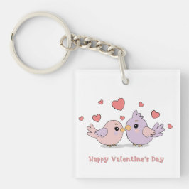 Cute Tecknad Lovebird Rosa Hearts Valentine Day
