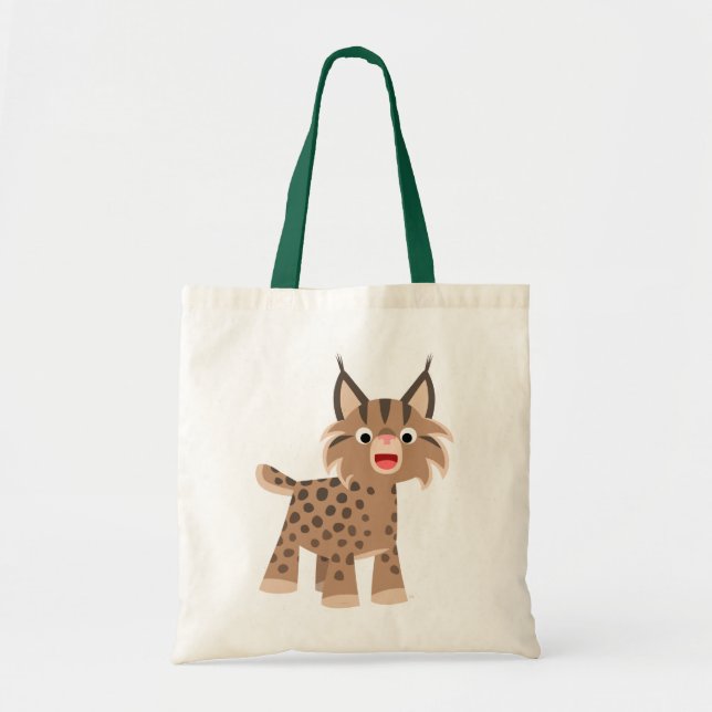 Cute Tecknad Lycklig Lynx Bag Tygkasse (Framsidan)