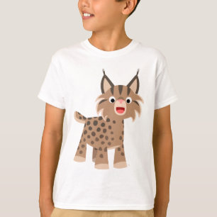 Cute Tecknad Lycklig Lynx Children T-Shirt