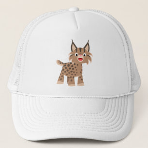 Cute Tecknad Lycklig Lynx Hat Truckerkeps