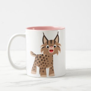 Cute Tecknad Lycklig Lynx Mugg